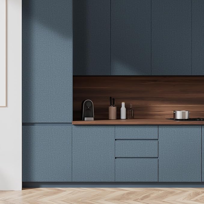WADILE Grasscloth Peel and Stick Wallpaper 15.7in x 787.4in, Textured Contact Paper for Cabinets, Faux Linen Wall Paper Pull and Stick, Fabric Vinyl Wallpaper Self Adhesive Navy Blue | Textured contact paper, Faux linen, Vinyl material, Cabinets, Self ...