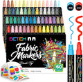 Betem 60 Colors Dual Tip Acrylic Paint Pens Markers, Fabric Decorating Kits Premium Water-Based Acrylic Paint Markers for Fabric, Rock, Wood, Glass, Eggs, Canvas, Ceramic, Easter Basket Stuffers