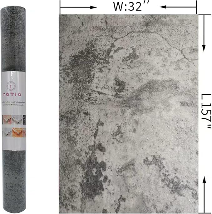 TOTIO Beige Grey Cement Concrete Texture Contact Paper Industrial Style Wallpaper Peel Stick 32×157inch Matte Thicken Self Adhesive Removable Vinyl Wall Paper Roll Wall Covering for Office Rental
