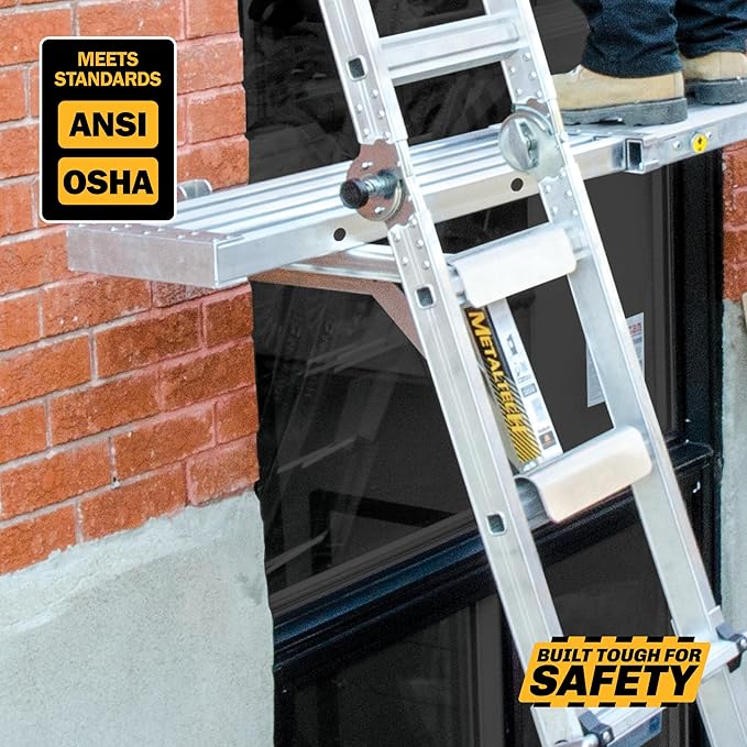 Metaltech Jobsite Series 3-Rung Ladder Jack 2-Pack E-LJ30P, Aluminum Jack for Scaffolding Extensions and Work Platforms, Scaffold, Masonry, Painting, and Roofing Tool for Job Site and Home Improvement