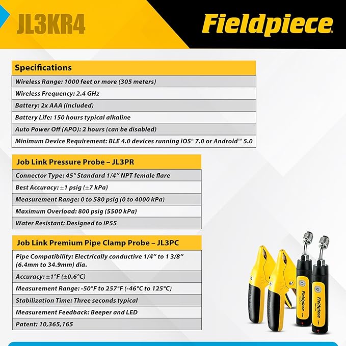 Fieldpiece JL3KR4 HVACR Charge Kit