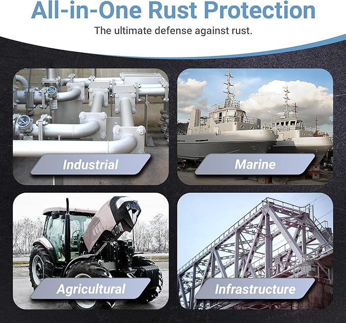 RUST BULLET Industrial - Metallic Gray - 1 Gallon - Low VOC - Rust Preventative Coating for Industrial, Marine, Home & Farm Projects, UV Resistant, Durable Finish