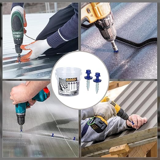 Metal Roofing Screws 10 x 1 inch, Blue Hex Head Sheet Metal Roof Screw with EPDM Washer for Corrugated Roofing (250Pcs)
