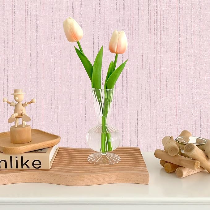 Pink Grasscloth Peel and Stick Wallpaper Vintage Texture Removable Waterproof Wallpaper for Room Walls, Cabinets, Furniture, Drawers, Desk A Set of 15.7"x480"
