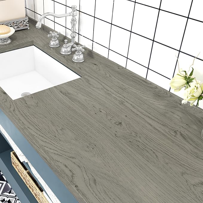 WESTICK Wood Grain Contact Paper Peel and Stick Wood Wallpaper for Cabinets Removable Rustic Wood Grain Contact Paper for Countertops Waterproof Furniture Drawers Liner Bathroom Walls 15.8" x 78"
