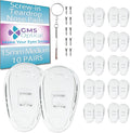 GMS Optical Screw-in Silicone Nose Pads for Glasses | 15mm Medium| Non Slip Nose Grips for Sunglasses & Eyewear, Anti Slip Eyeglass Accessories w/Screws & Screwdriver, Gives Comfort (10 Pairs, Clear)