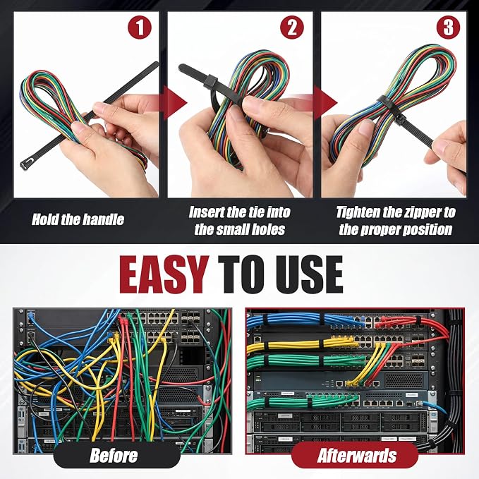 Reallnaive 200 Pcs 18 Inch Reusable Zip Ties,120 Lbs Tensile Strength Releasable Black Tie Wraps, Wire Ties Removable, Cable Tie Straps, for Cord Management, Garden, Home & Office