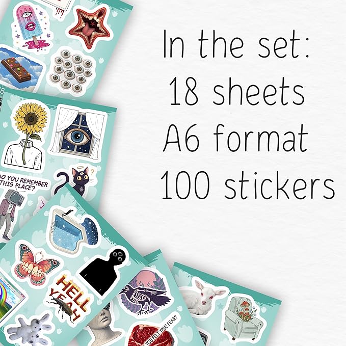 100Pcs Weirdcore Stickers, Weird Stickers for Adults -Weirdcore Stuff, Decor -Psychedelic Decals Waterproof - Gift for Women & Men