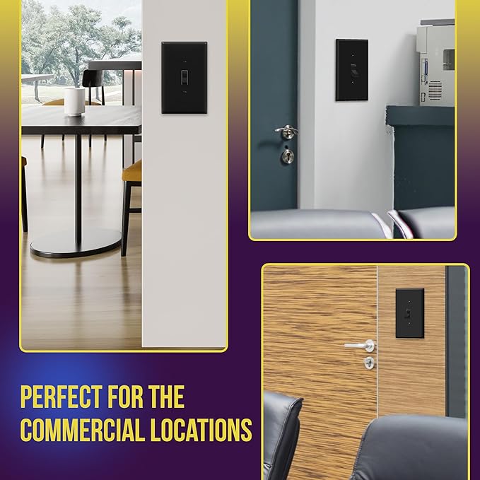 ENERLITES Toggle Light Switch Wall Plate, Gloss Finish, Jumbo Switch Cover, Oversized 1-Gang 5.5" x 3.5", Unbreakable Polycarbonate Thermoplastic, 8811O-BK, Black