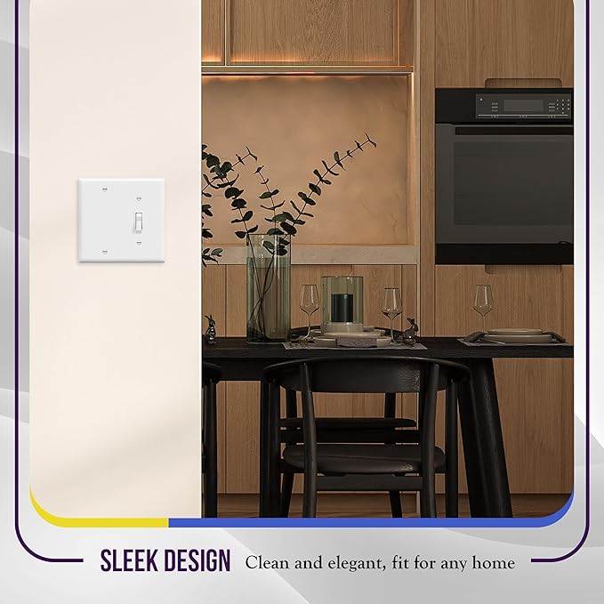 ENERLITES Combination Toggle Switch/Blank Device Wall Plate, Standard Size, 2-Gang 4.5" x 4.57” Light Switch Cover, Polycarbonate Thermoplastic, UL Listed, 880111-W, White, 4 Pack
