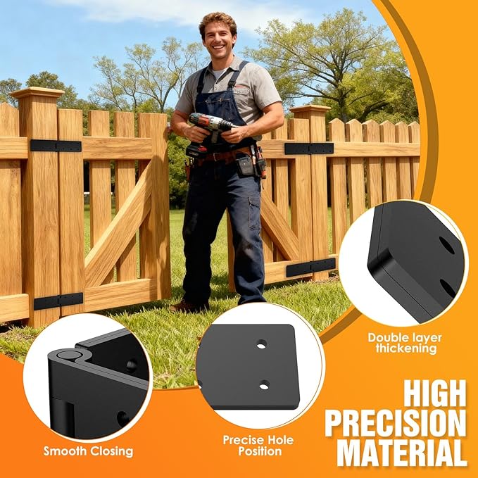 Heavy Duty Hinges 270 Degree Folding Hinge for Bifold Doors, Double-Layer Black Iron Table Cabinet Hinge 4PCS