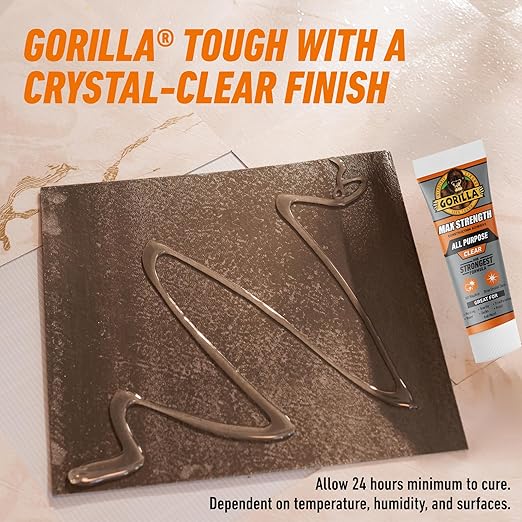 Gorilla Max Strength Construction Adhesive; Clear Glue; 7 Ounce Squeeze Tube (Pack of 1) - Gap Filling and Waterproof
