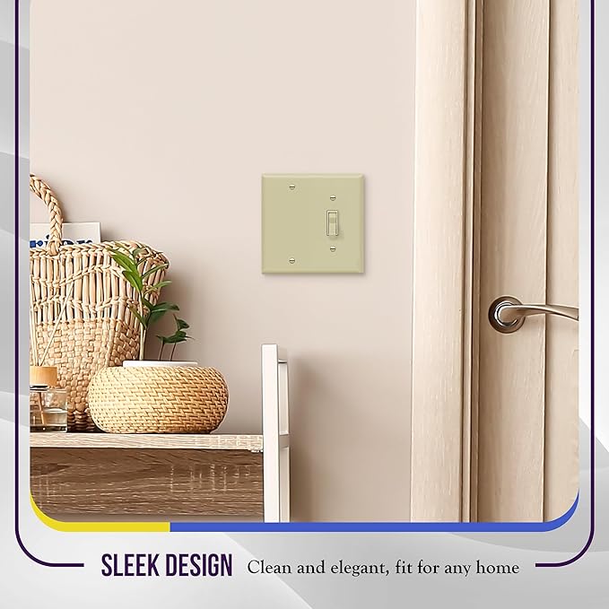 ENERLITES Combination Wall Plate (Blank Device/Toggle Switch), Standard Size 2-Gang, Polycarbonate Thermoplastic, Ivory 880111-I