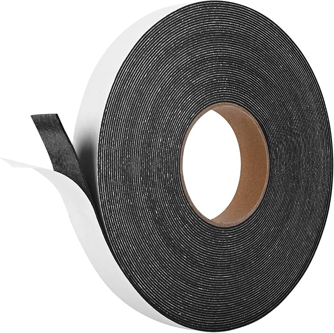Kikerike Self Adhesive Foam Tape Weatherstrip 1In x 1/16In x 66Ft High Density Foam Insulation Strips Seal Weather Stripping with Strong Adhesive for Door and Window Sound Isolation Soundproofing