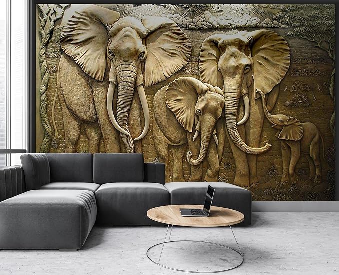 Cliouar-Wall Mural Wallpaper for Bedroom Living Room Wallpaper 3D Wallpaper Decoration Elephant Wallpaper 158" x 110"(Not Peel and Stick)