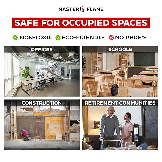 Master Flame Class A Fire Retardant Spray for Wood, Fabric, Cotton & More - Non-Toxic Flame Retardant Coating - Meets NFPA 701 & ASTM E84 - Made in USA - Easy to Apply and Dries Clear - 55 Gallon Drum