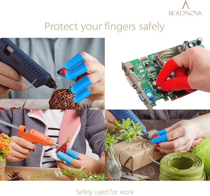 BEADNOVA Finger Cot Silicon Finger Gloves Protector for Electronic Repair Painting Jewelry Cleaning Crafting Industrial Apply (Pack of 6-3 Size, Blue & Red Color)