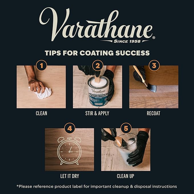 Varathane Water-Based Crystal-Clear Ultimate Polyurethane | Interior Wood Protection | Fast Dry Time | Easy Clean Up | Semi-Gloss | Half Pint