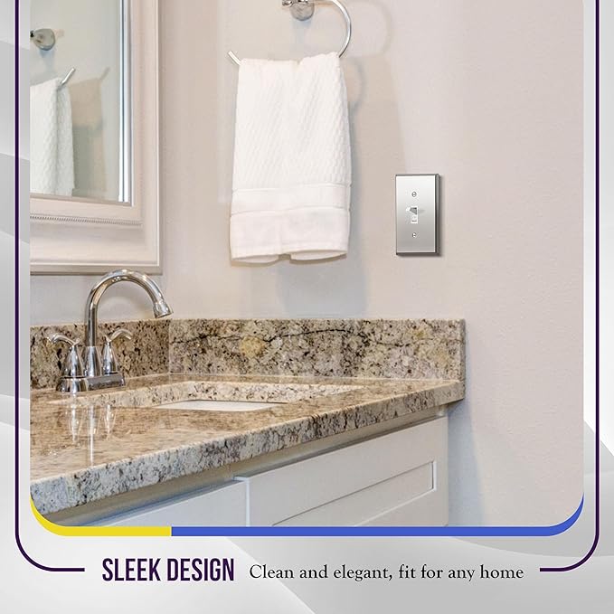 ENERLITES Toggle Light Switch Metal Wall Plate, Stainless Steel 201, Corrosion Resistant, Standard Size 1-Gang 4.50" x 2.76", 7711-PC, Polished Chrome, Silver