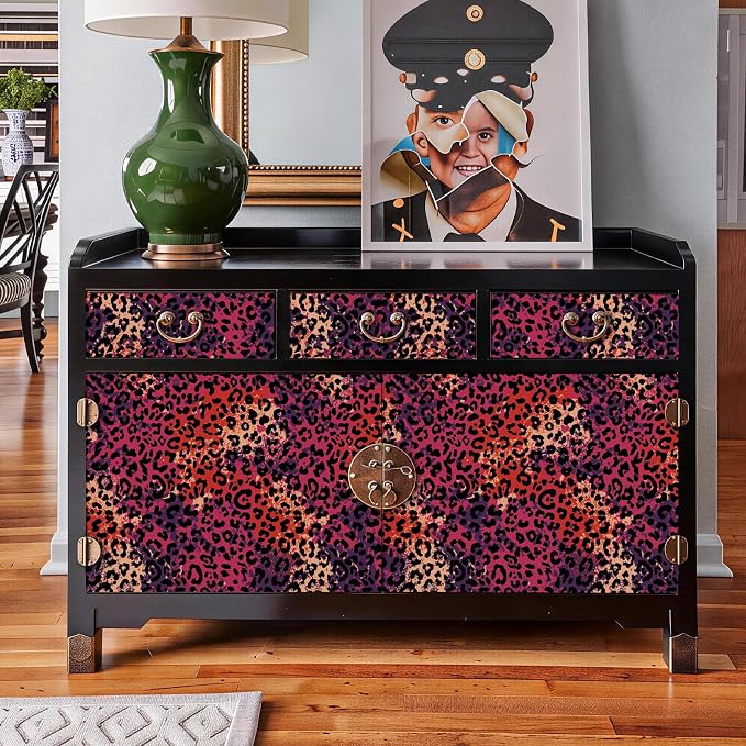 Hot Pink Leopard Print Peel and Stick Wallpaper, 17.3" x 400" | Waterproof Removable Self Adhesive Wallpaper, Unique Funky Cheetah Contact Paper for Bedroom, Bathroom, Decor