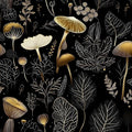 Dark Mushroom Wallpaper Peel and Stick 17.5" x 787",Black Gold | Self Adhesive/Removable/Waterproof/Thick Vinyl Extra Long Contact Paper for Bathroom Bedroom Shelf Cabinet Drawer,Prepasted