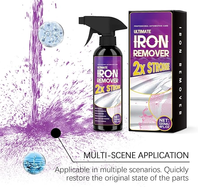 Rust Remover Spray for Metal, Car Rust Remover, 120ml Wheel Cleaner Spray, Multipurpose Iron Stain Removal for Car Detailing, Paint Wheels RV Boat Motorcycle