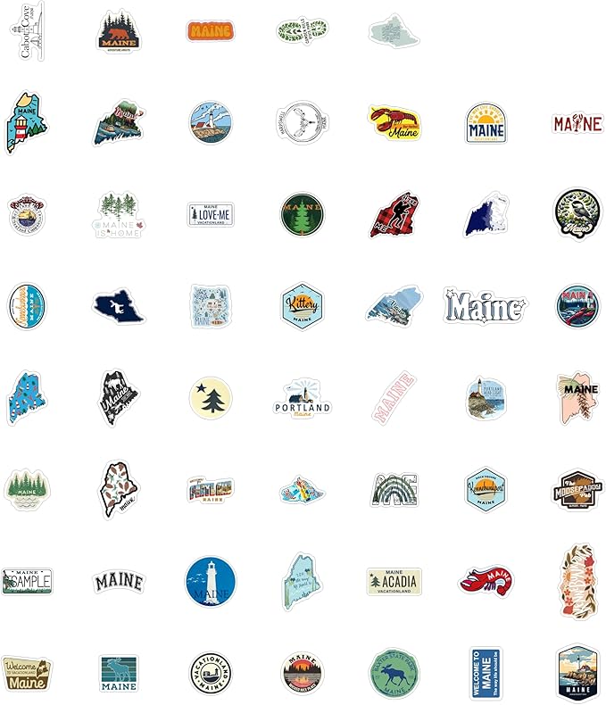 BulbaCraft Maine Stickers for Water Bottle and Laptop - State Souvenirs, Decorations & Gifts, Waterproof Vinyl Decals, Gifts for Women & Men