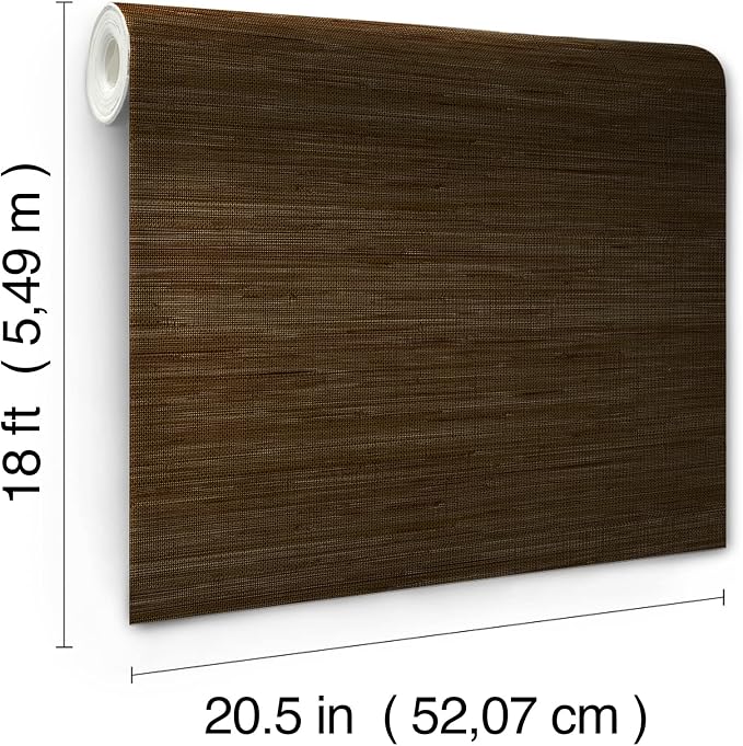 NuWallpaper x Society Social Brown Classic Faux Grasscloth Peel & Stick Wallpaper, SSS6010