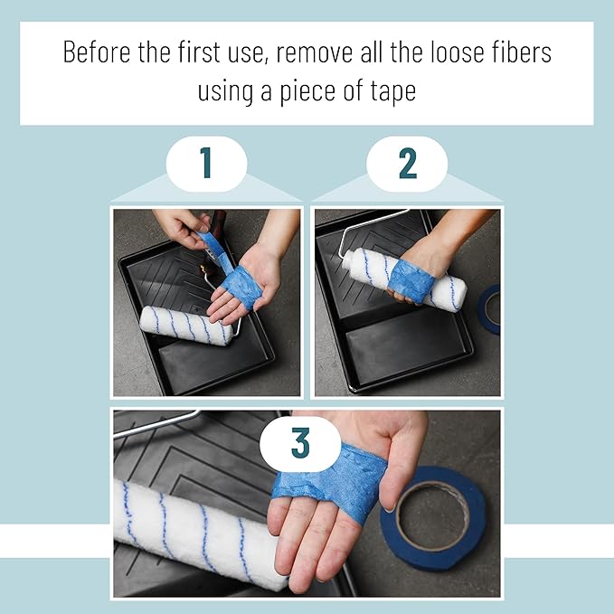 Bates- Paint Roller Covers, 9", Blue Stripes, 5 Pack, Covers for Paint Rollers 9 Inch, 9 Inch Paint Roller Covers, Paint Roller Cover, Paint Roller Covers 9 Inch, Large Paint Roller Covers