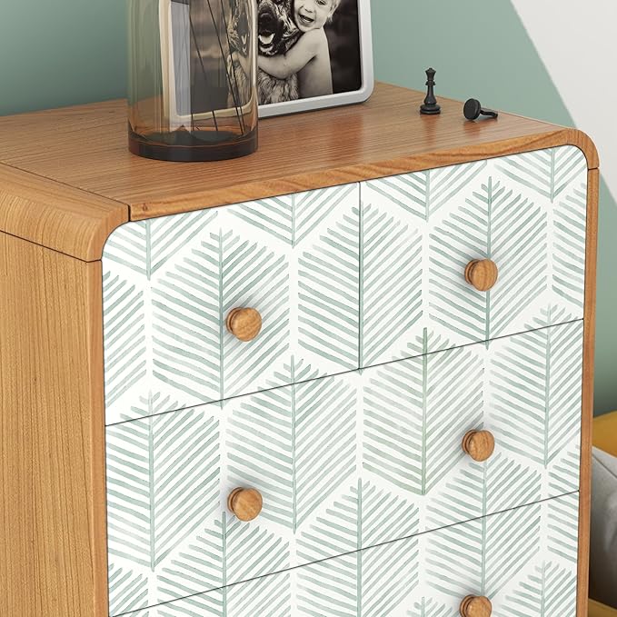 Modern Peel and Stick Wallpaper 17.3''×276'' Geometric Wallpaper Boho Contact Paper Green and White Self-Adhesive Wall Paper Removable Decorative Wallpapers for Bedroom Bathroom Cabinets Decor Vinyl