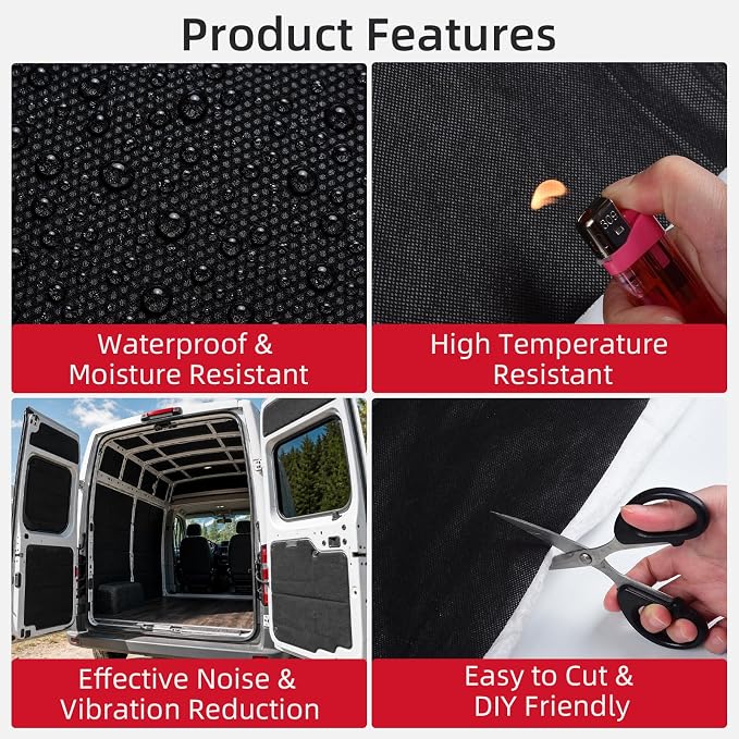 Automotive Camper Van Insulation, 5.08ft x 9.84ft, 50sqft | 40mm Thick Soundproof Material, R5.45 Thermal & Sound Barrier