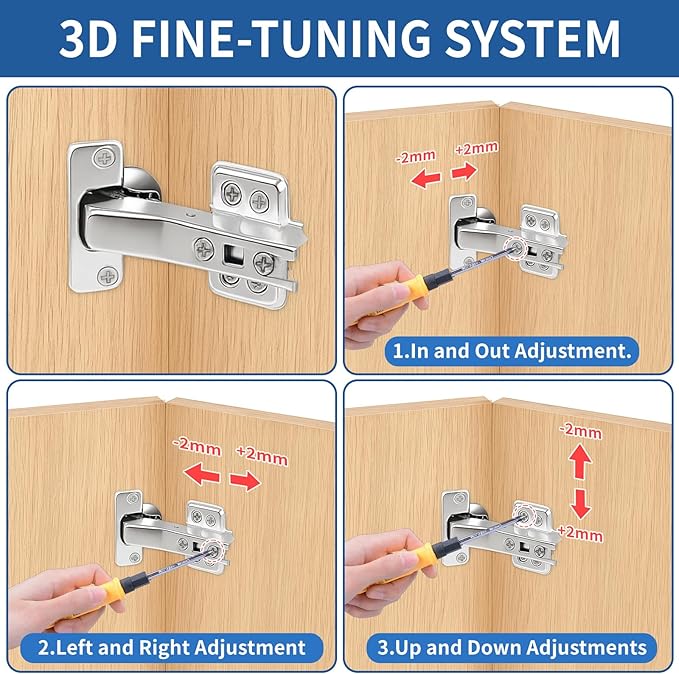 TamBee 45°Cabinet Hinges Soft Close Kitchen Door Cabinet Hinge - Concealed, Soft Close, 3D Adjust for 135 Degree Corner Cabinet, Cupboard Hinge Replacement with Mounting Screws, 2 Pack