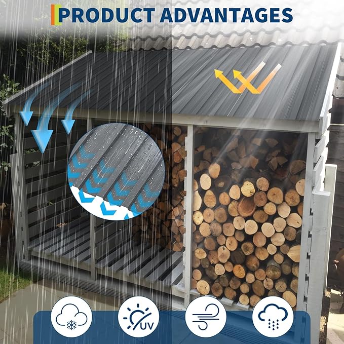 GarveeLife 20Pcs Metal Roofing Panels for Carport, Heavy Duty Metal Carport Kits, Galvanized Steel Corrugated Panels, for Patio Outdoor Garden, 42.52 in x 16.8 in
