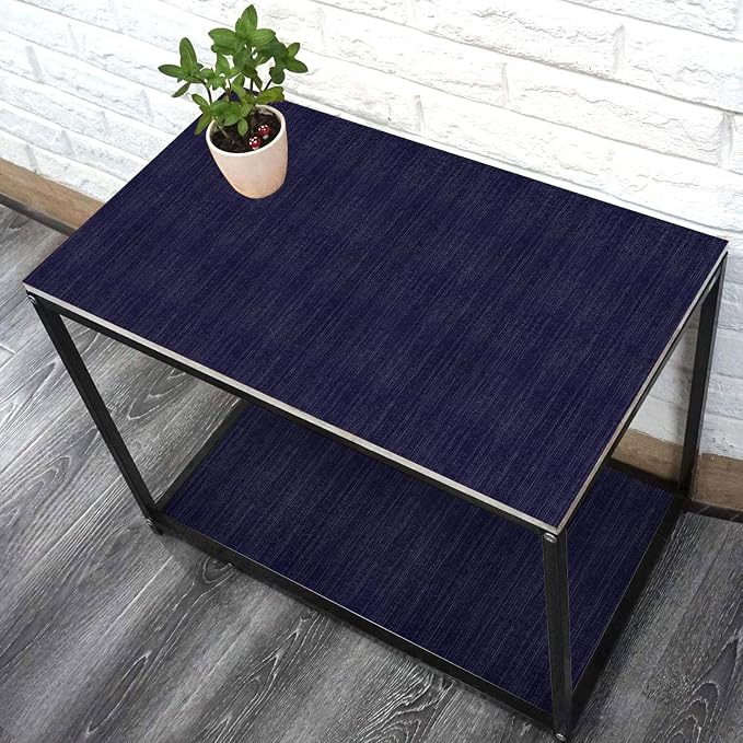 Navy Blue Grasscloth Peel and Stick Wallpaper Vintage Texture Removable Waterproof Wallpaper for Room Walls, Cabinets, Furniture, Drawers, Desk A Set of 15.7"x300"