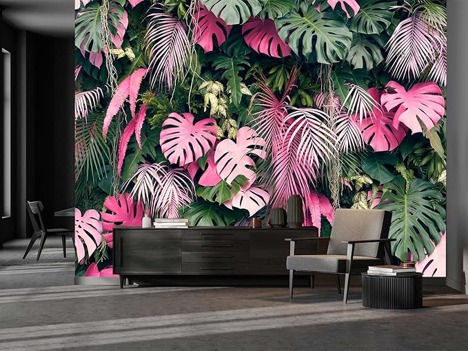 Cliouar-Wall Mural Wallpaper for Bedroom Living Room 3D Mural Monstera Tropical Plant Green Plant Banana Leaf Palm Leaf 158" x 110"(Not Peel and Stick)