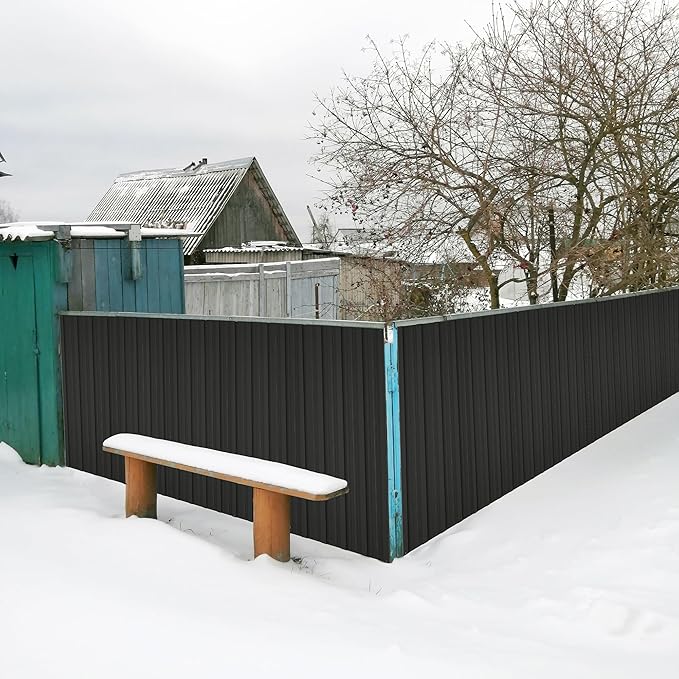 Metal Roof Panels 10 pcs 50 ft² Galvanized Steel Corrugated Tin Roofing Panels Gazebo Top Cover Garages,Sheds, Stables and Mobile Homes Replacement for Patio Outdoor Garden, Black