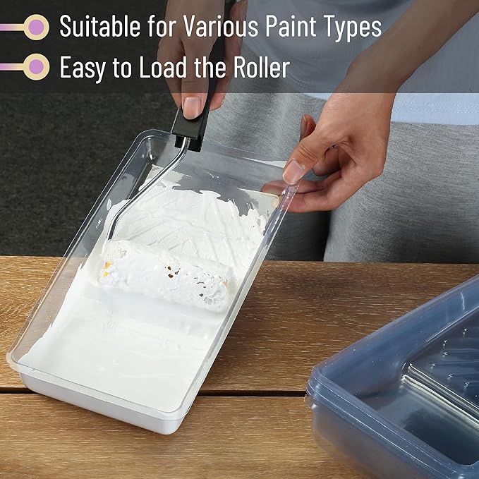 Bates- Paint Tray Liner, 4 Inch, 60 Pack, Clear, Plastic Disposable Paint Tray for Painting Walls