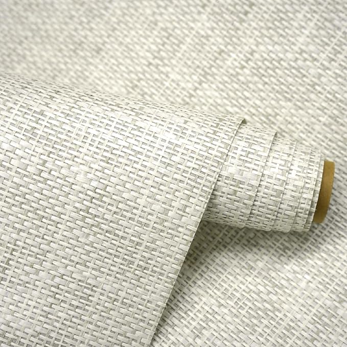 Ansehan Wallcovering W010105 Cosmo Collection 36" W x 8 Yard L, Natural Paper Weave Grasscloth Modern Texture Wallcovering for Living Room Bedroom Feature Wall, Wheat/Natural Knit/Grey