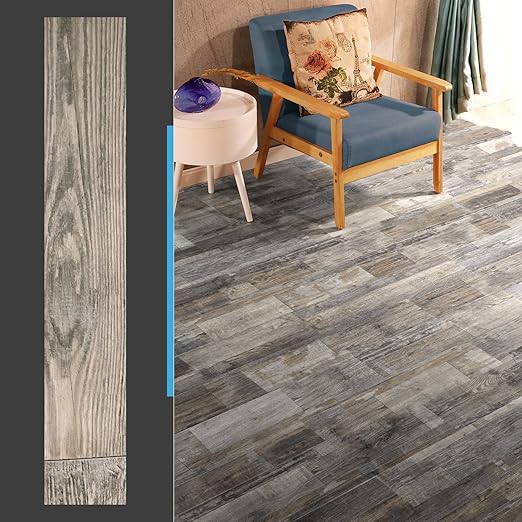 Art3d Peel and Stick Floor Tile Vinyl Wood Plank 36-Pack 54 Sq.Ft, Aged Wood, Rigid Surface Hard Core Easy DIY Self-Adhesive Flooring