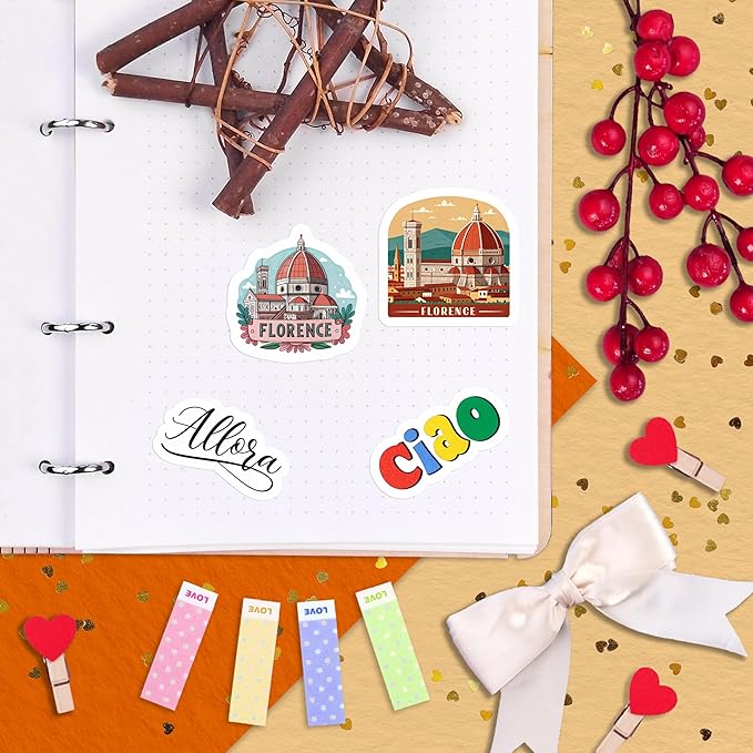 100Pcs Italy Stickers for Scrapbooking, for Luggage, for Water Bottle - Italian Stickers and Decals - Italy Party F avors - Gift for Women & Men