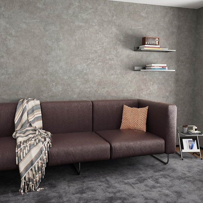 JSEVEM 16"×118" Light Grey Concrete Wallpaper Peel and Stick Industrial Gray Contact Paper 3D Textured Vinyl Wrap Self Adhesive Cement Wall Paper for Countertop Bedroom Office Walls Air Guide Design