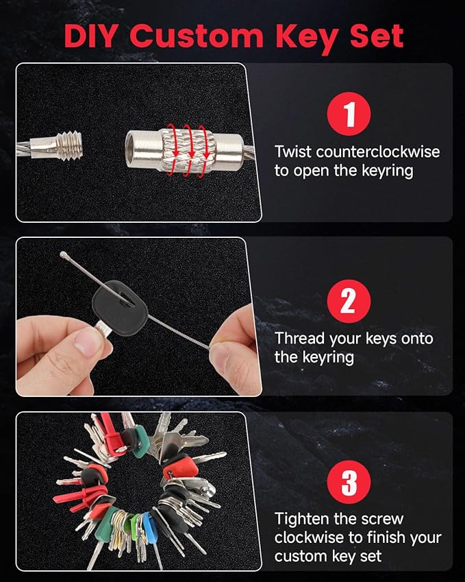 110PCS Non-Duplicate Heavy Equipment Keys Master Set Construction Ignition Key, 2 Sets of 28-Clip Marked Keychains, Operator Keys for cat John Deere Komatsu etc. Fit Excavator Forklift Tractor etc.