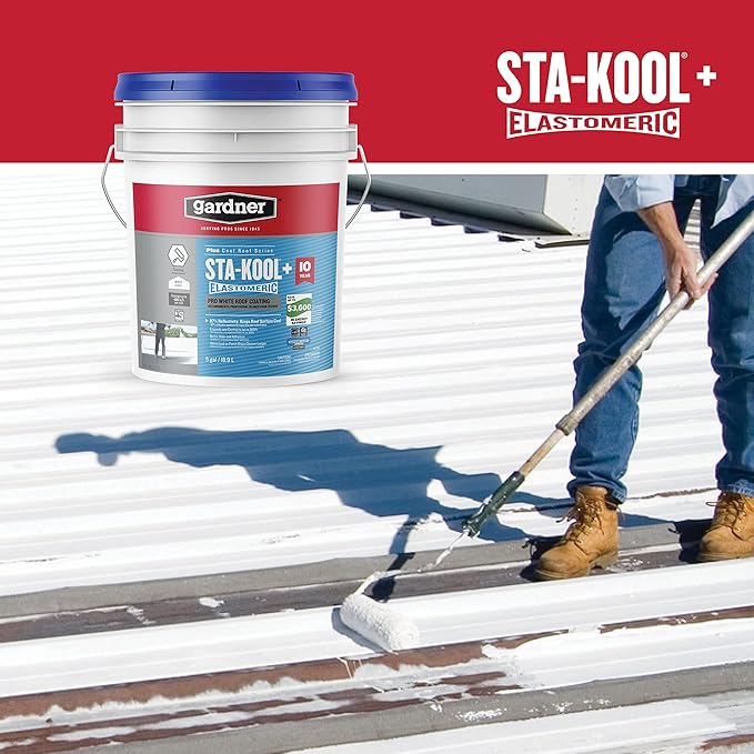 Gardner Sta-kool Elastomeric Roof Coating, White, RV Roof Coating 5 Gallon