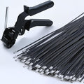 Stainless Steel Cable Tie Gun & 100pcs 12in Black Metal Zip Ties | Self-Locking, UV & Corrosion Resistant Stainless Steel Zip Ties for fence repair, Exhaust Wrap, Chicken Coop, Pipe, Farm Use