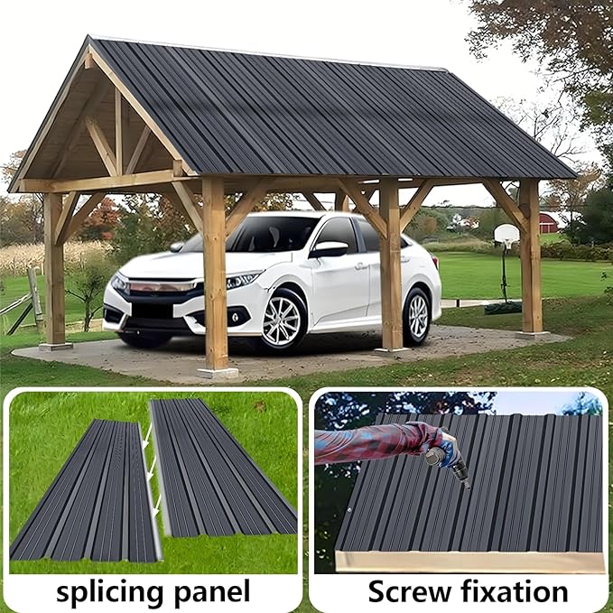 Metal Roofing Panels - Corrugated Galvanized Roof Panels 10 Pcs Waterproof Siding Panels for Outdoor House Storage Patio Garages Sheds
