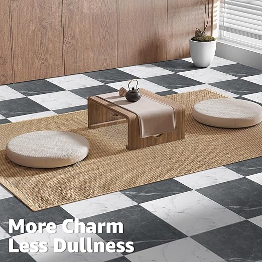 Art3d Peel and Stick Vinyl Floor Tiles 10-Pack 12 x 12 inch, Self Adhesive Waterproof Flooring Planks for Living Room, Kitchen, Bedroom, Cover 10 Sq. Ft, Black & White Marble (5 Tiles per Color)