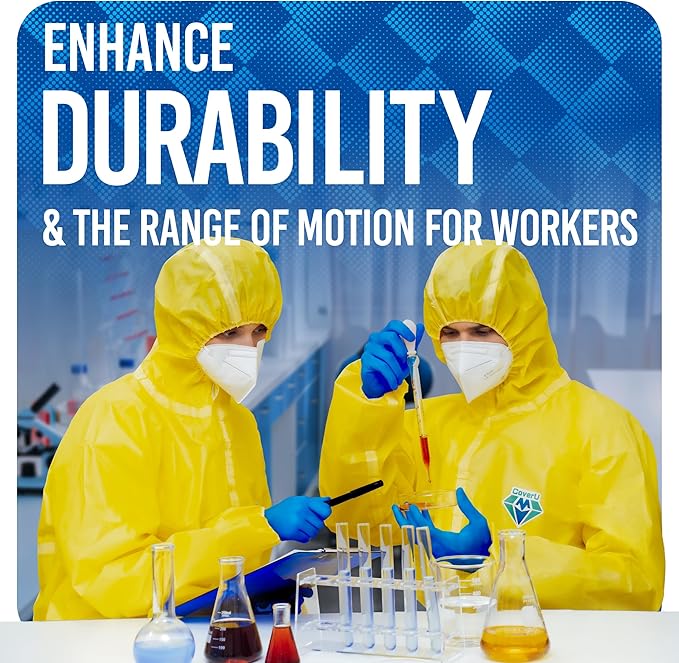 Medtecs Hazmat Suits - 6 Sizes Options - Disposable Coveralls Suit, Medical Protective Coverall PPE Hazmat Suits