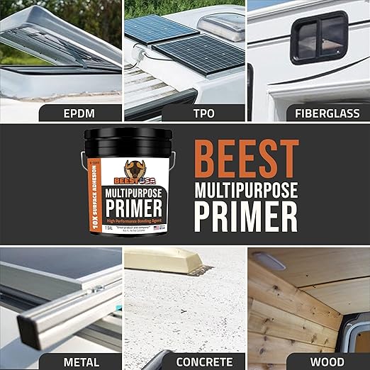 BEEST Multi-Purpose Primer - Gray, 1 Gallon Covers up to 250 Sq Ft| Liquid Rubber Deck Coating - Elastomeric Roof Coating - Water-Based, High-Adhesion Bonding Primer for Concrete, Metal, Wood, TPO