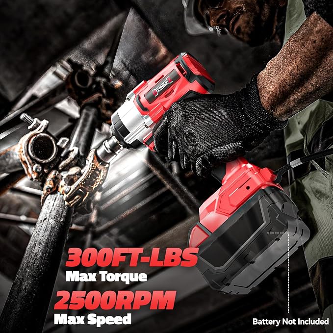 DIYtoolifz Cordless Impact Wrench 1/2" Compatible with Milwaukee 18v Battery (Bare Tool), 300 FT-LBS Brushless Impact Driver, Portable Electric Impact Gun with LED Work Light, 3-Speed Control