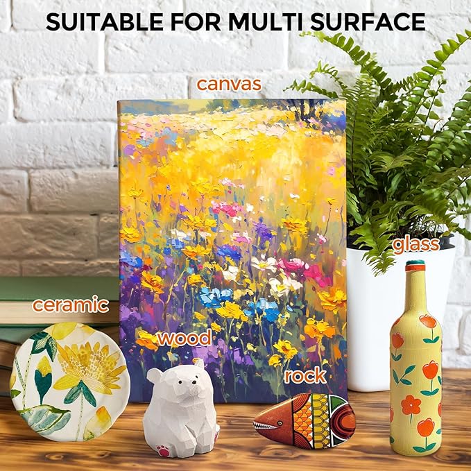 Smallbudi 12 Colors Large Acrylic Paint Set (16.9 oz,500 ml), Bulk Acrylic Paint Non-Toxic Art Painting Supplies on Multi Surface Pumpkin Canvas Wood Craft Fabric Rock for Artist Kids with Color Wheel